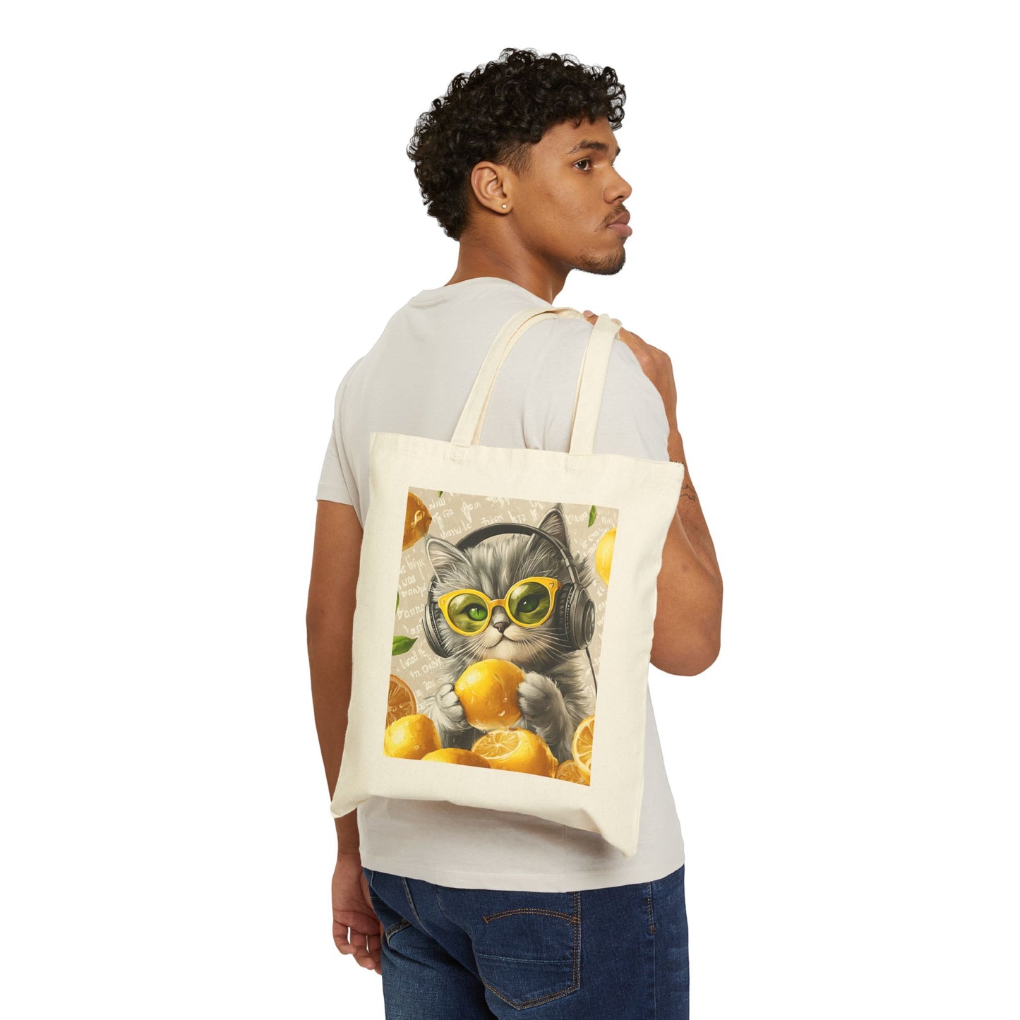 Cotton Canvas Tote Bag for Cat Lovers, Cat Mom Gift