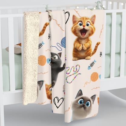 Cat Lovers Sherpa Fleece Blanket Perfect Gift for Cat Enthusiast