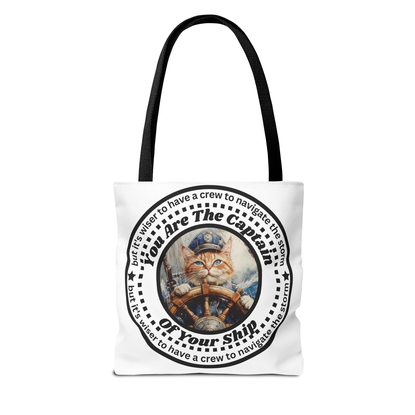 Cat Lover Tote Bag "You Are The Captain of Your Ship", Motivational Cat Lover Tote