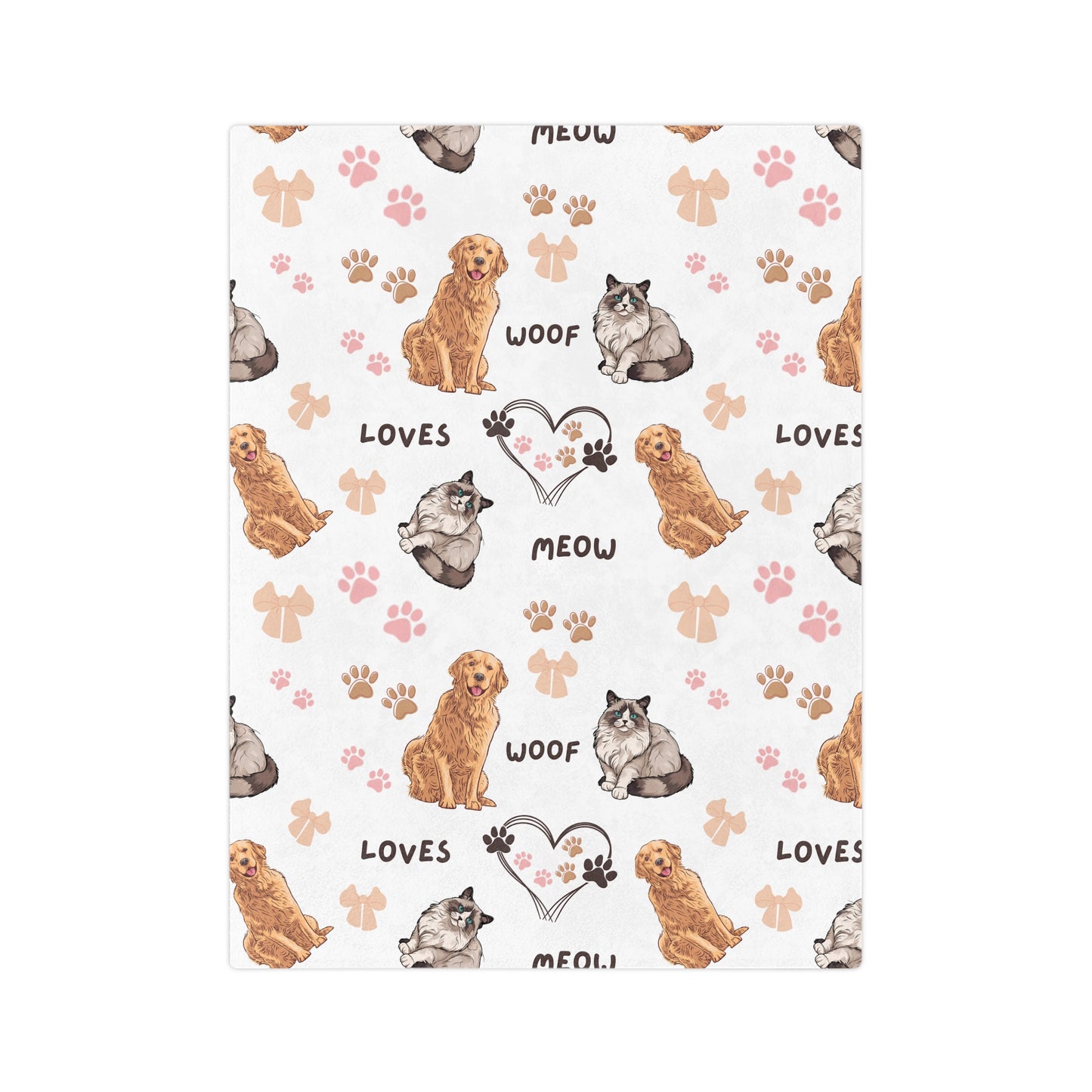 Ragdoll and Golden Retriever Pattern Design Blanket – Cozy Comfort for Dog and Cat Lovers