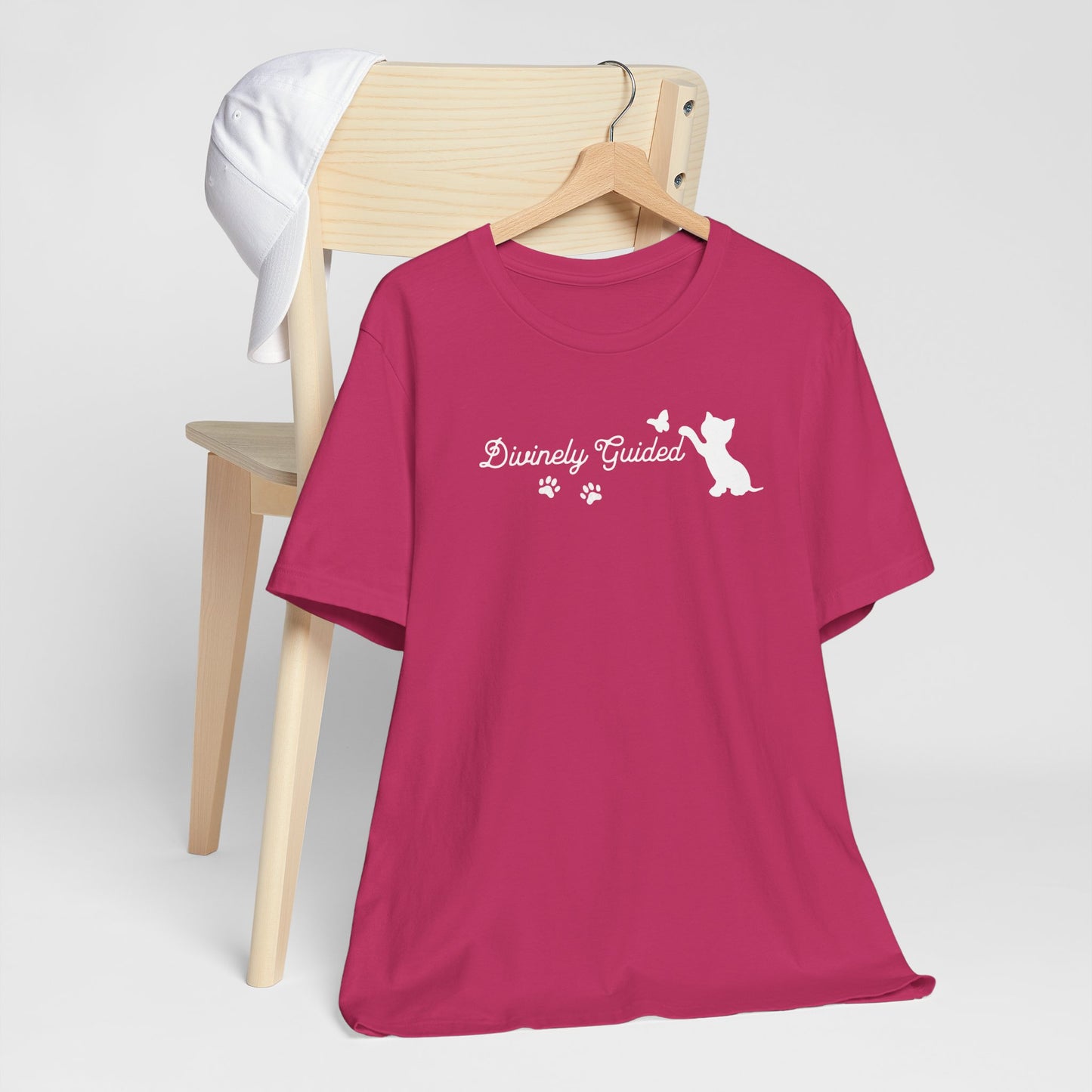 Divinely Guided Cat Lover T-Shirt – Stylish Tee with Paw Prints & Cat Design