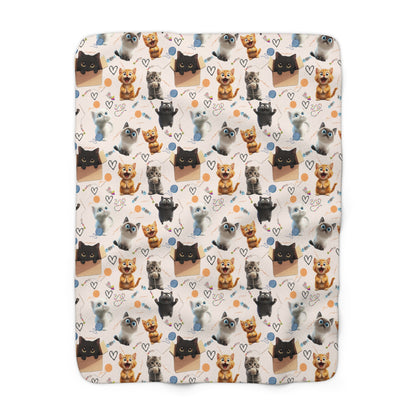 Cat Lovers Sherpa Fleece Blanket Perfect Gift for Cat Enthusiast