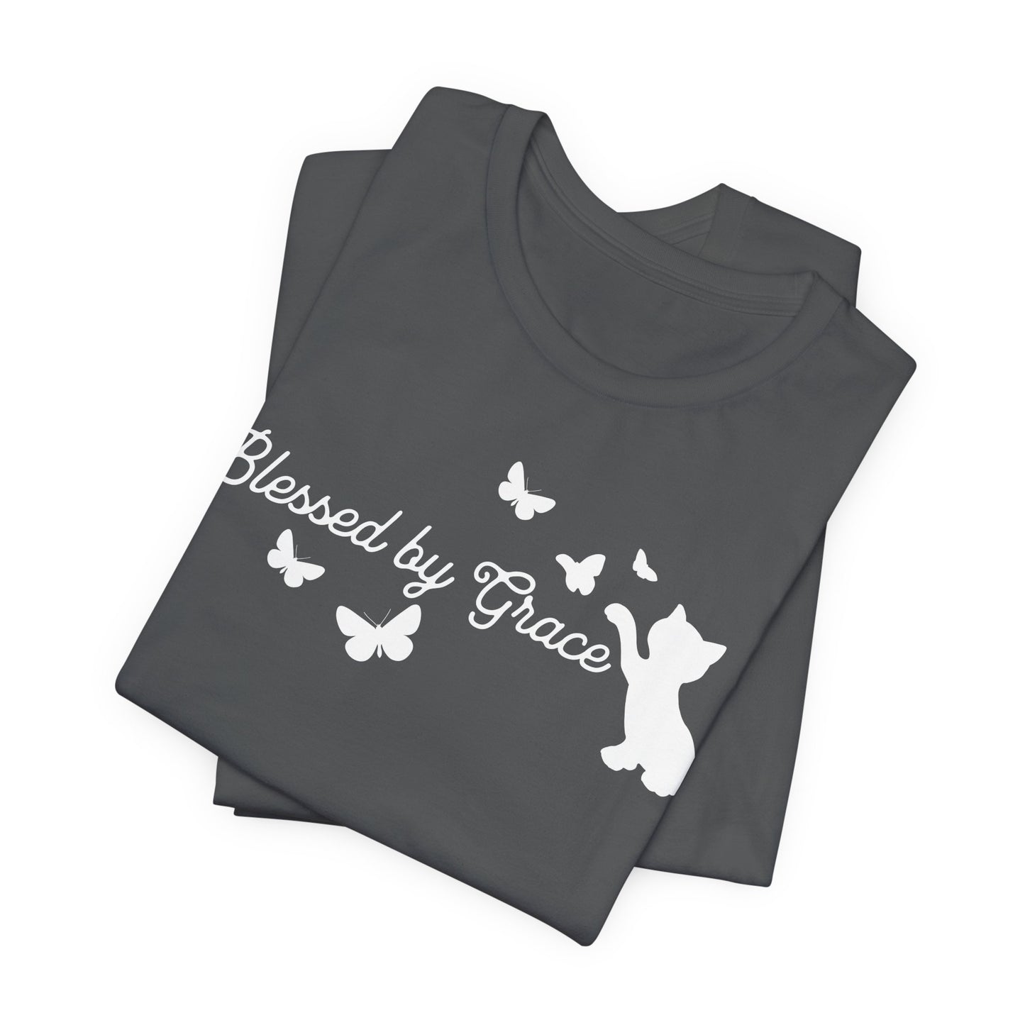 Blessed by Grace Cat Lover T-Shirt – Stylish & Positive Feline Fashion