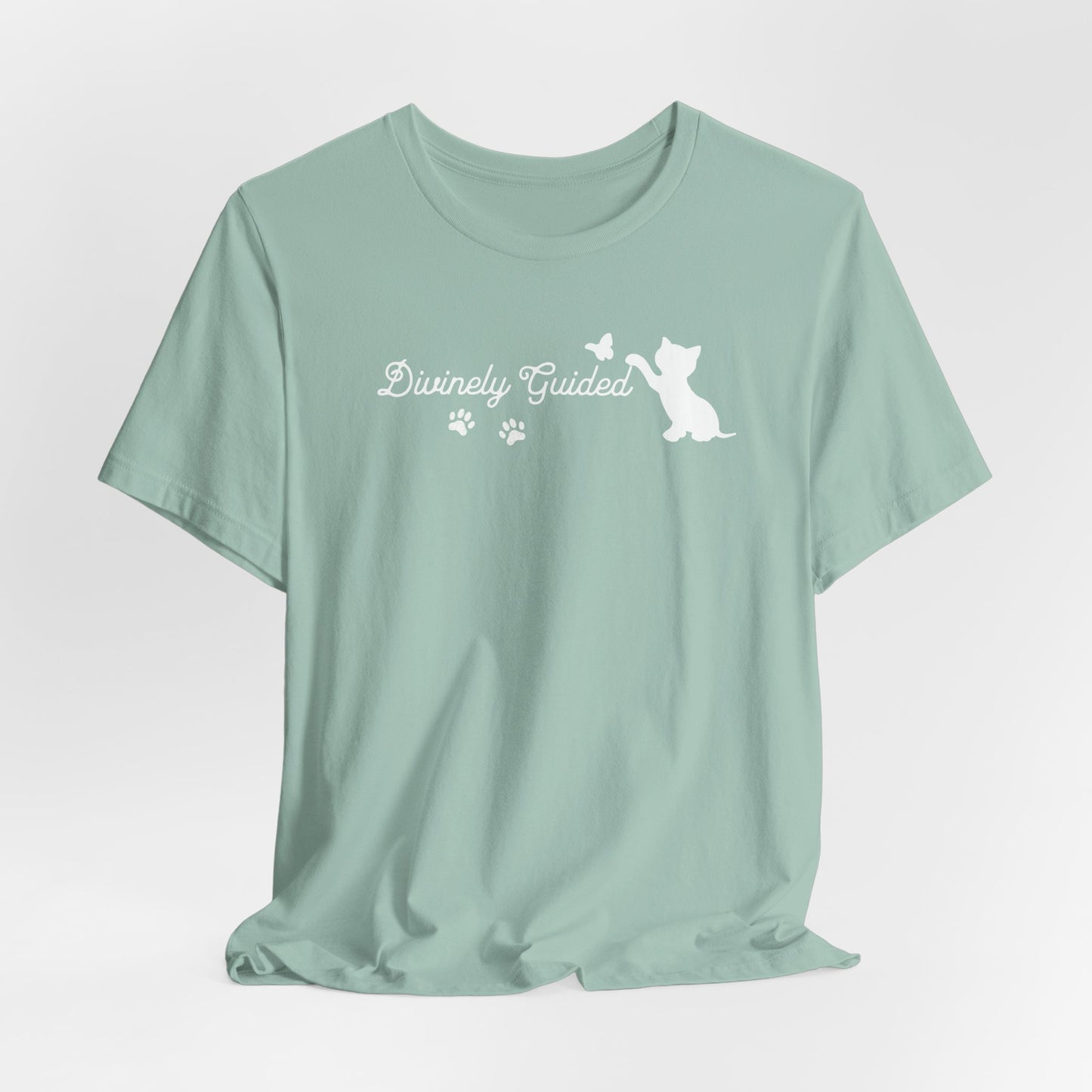 Divinely Guided Cat Lover T-Shirt – Stylish Tee with Paw Prints & Cat Design