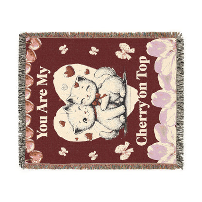 Cat Lover Woven Blanket - You Are My Cherry On Top