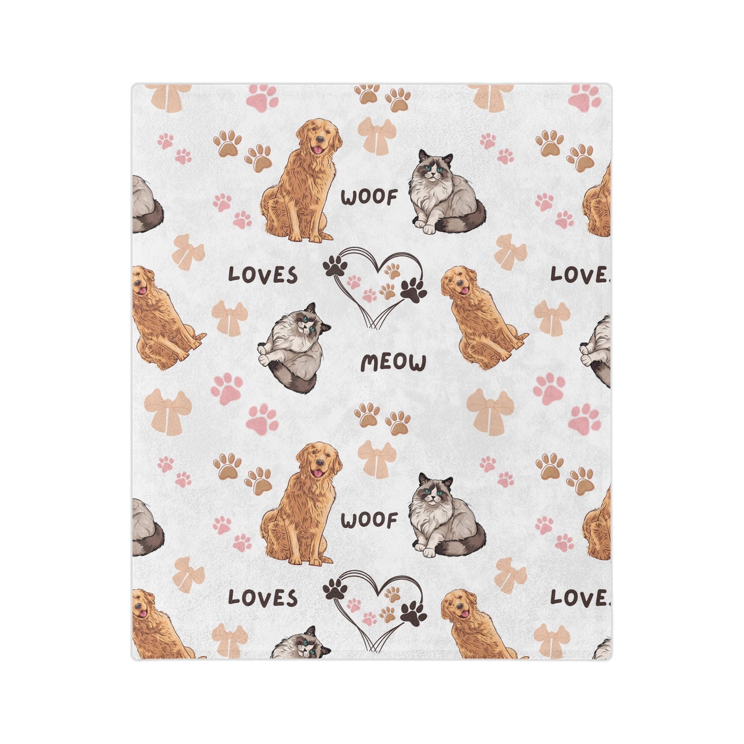 Ragdoll and Golden Retriever Pattern Design Blanket – Cozy Comfort for Dog and Cat Lovers