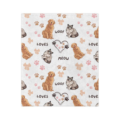 Ragdoll and Golden Retriever Pattern Design Blanket – Cozy Comfort for Dog and Cat Lovers