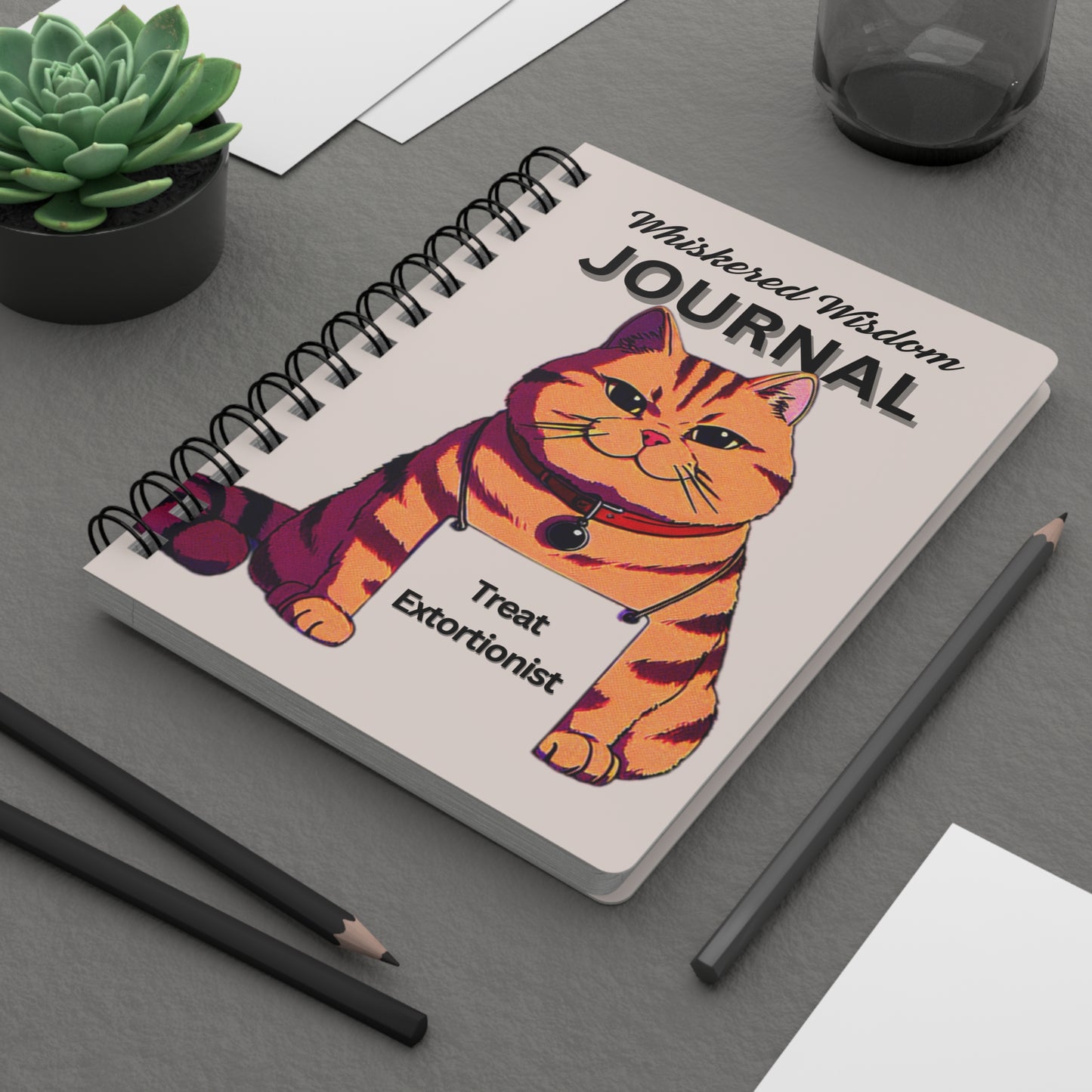 Whiskered Wisdom Journal - Cat-Themed Spiral Notebook, 150 Lined Pages, Perfect Gift for Cat Lovers