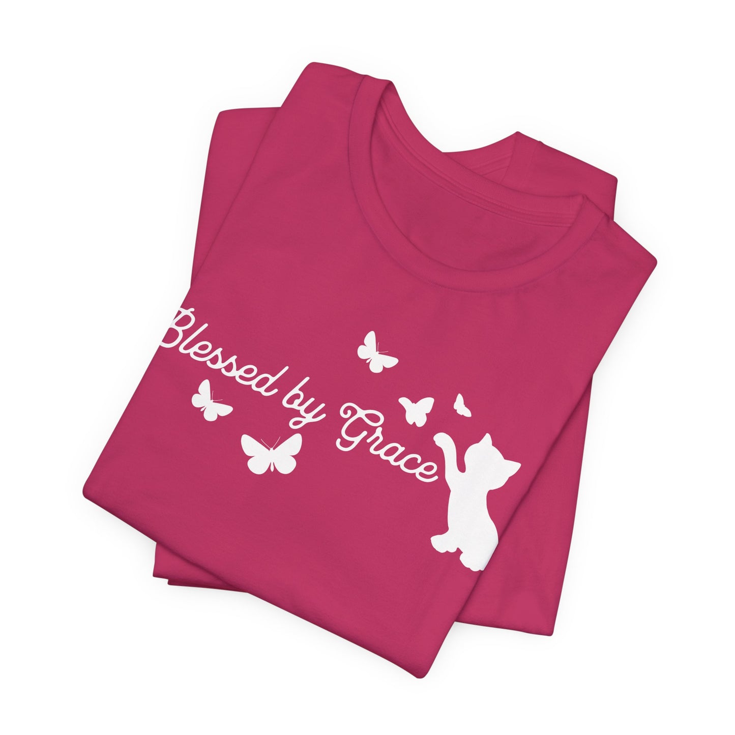 Blessed by Grace Cat Lover T-Shirt – Stylish & Positive Feline Fashion