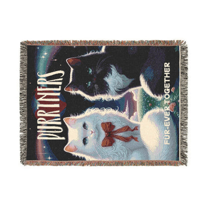 Purrtners, Fur-ever Together Woven Blanket  | Cozy Cat Lover’s Home Décor