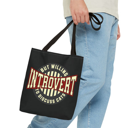 Cat Lover Tote Bag - Introvert But Willing to Discuss Cats