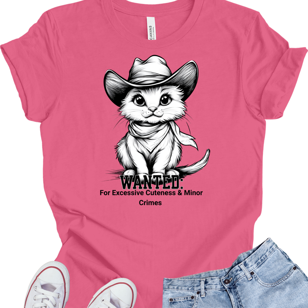 Cowboy Cat Unisex Tee - Wanted: For Excessive Cuteness & Minor Crimes