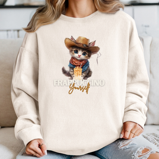 Cat Lover Sweatshirt Frappuccino Yourself – Cozy & Fun Coffee and Cat Lover Sweater