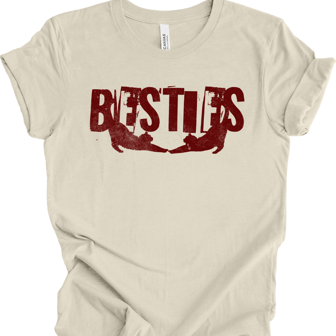 Cat Lover T-Shirt - Besties Tee – Adorable Two Cat Silhouettes Design | Cute Gift for Cat Lovers