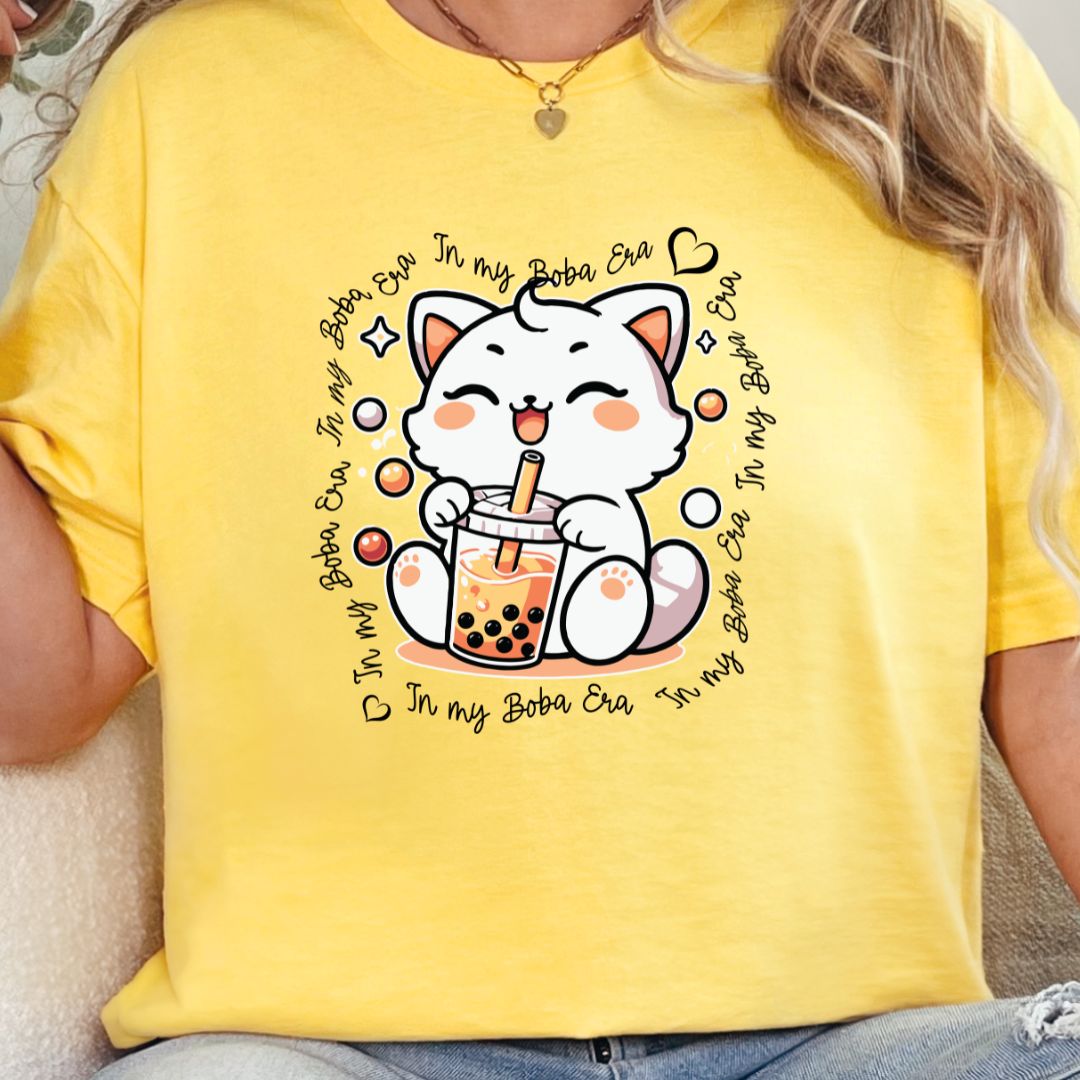 In My Boba Era Cat T-Shirt: Perfect for Cat and Boba Lovers! 🐾