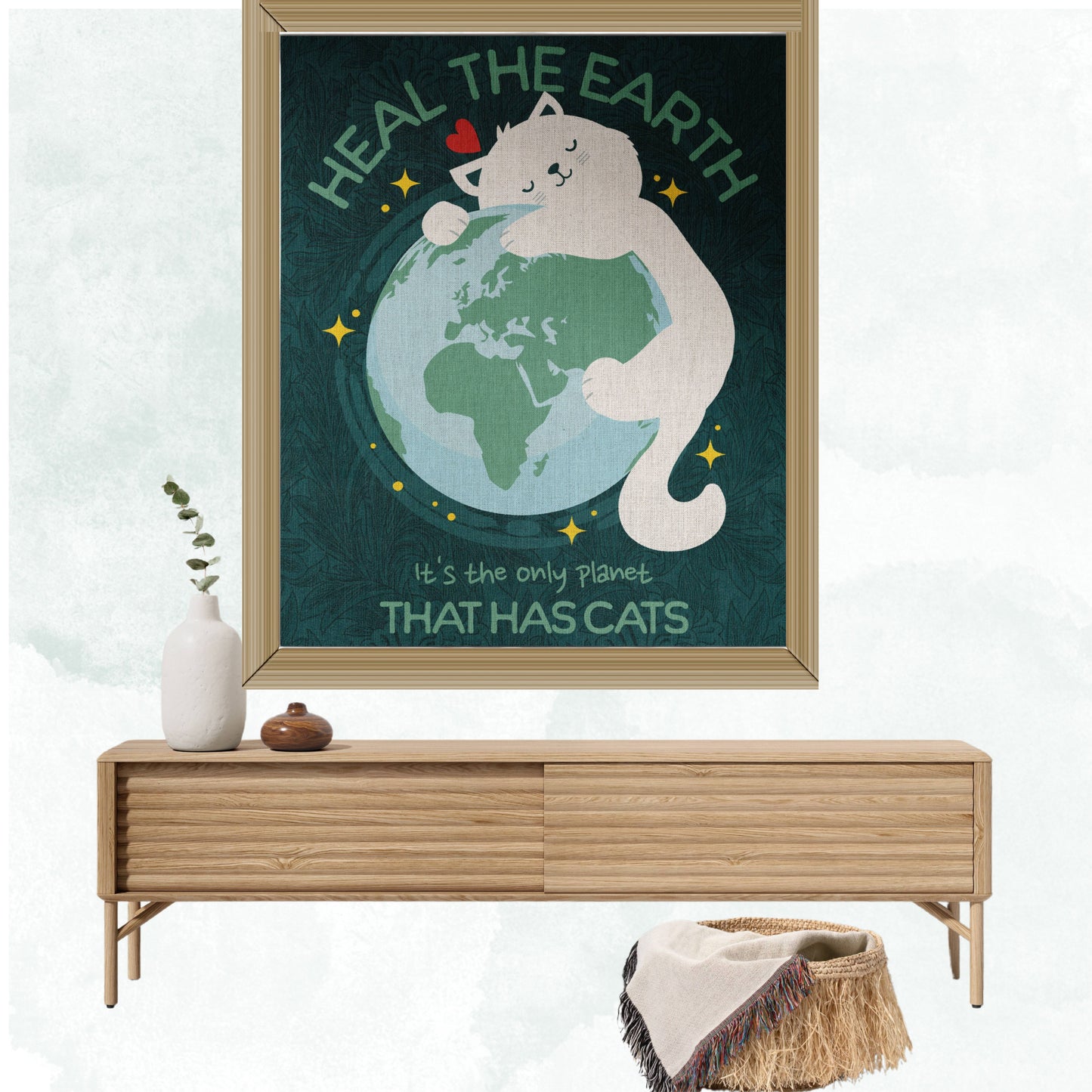 Woven Cat Lover Blanket – Cozy Woven Throw for Cat and Planet Lovers With Fun Message