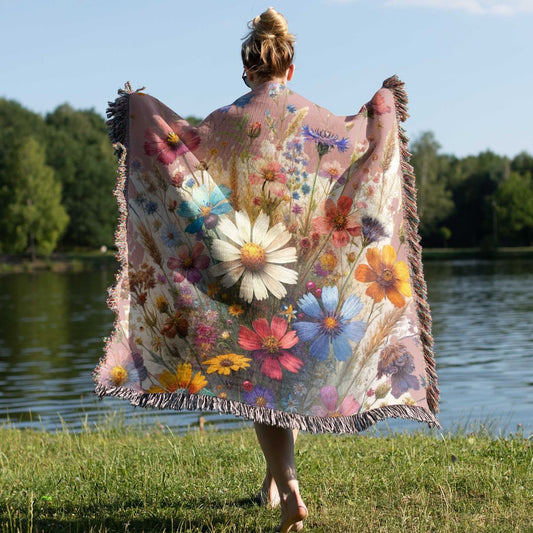 Floral Woven Blanket | Floral Throw for Nature Lovers
