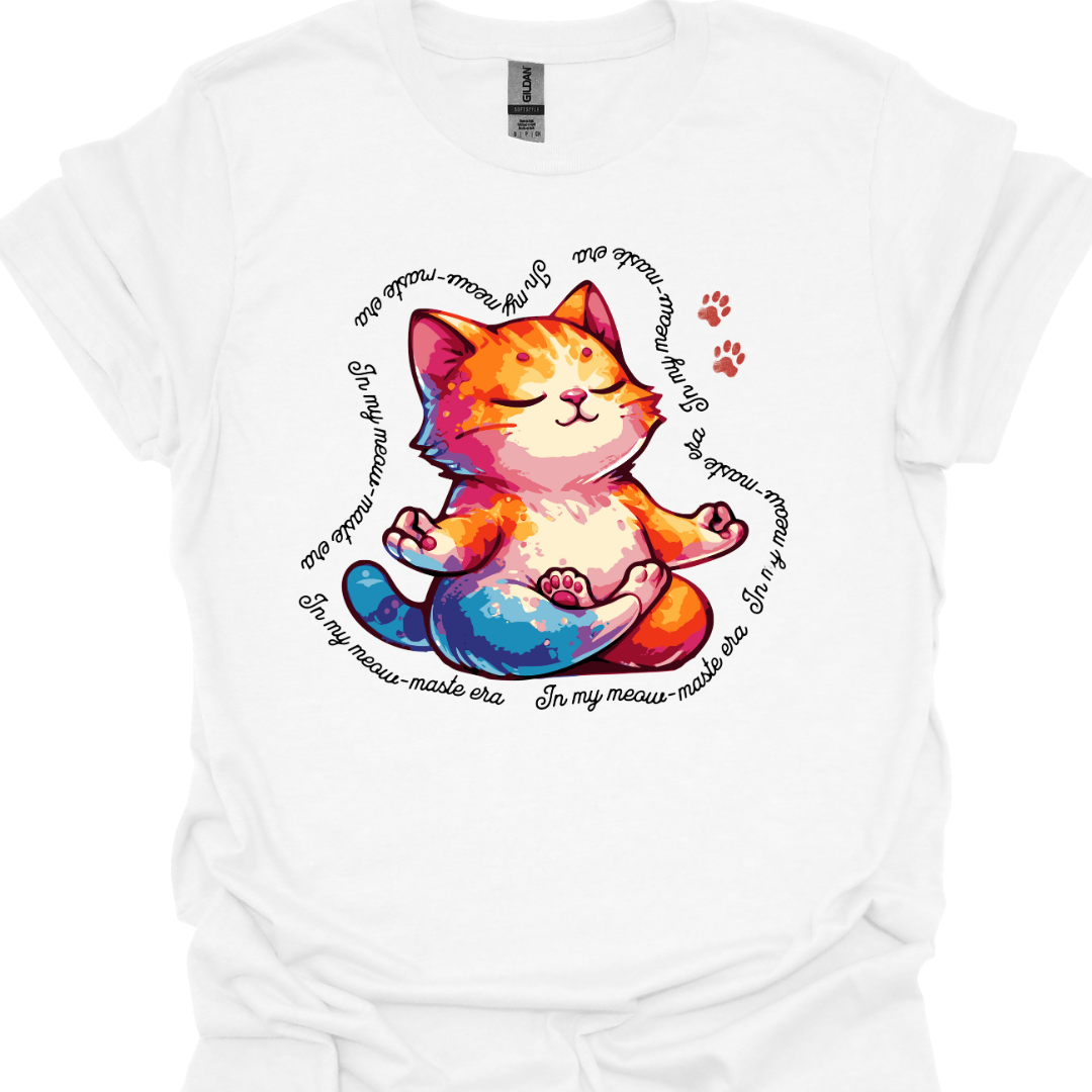 In My Meow-Maste Era Cat Yoga T-Shirt – Whimsical Design for Cat Lovers