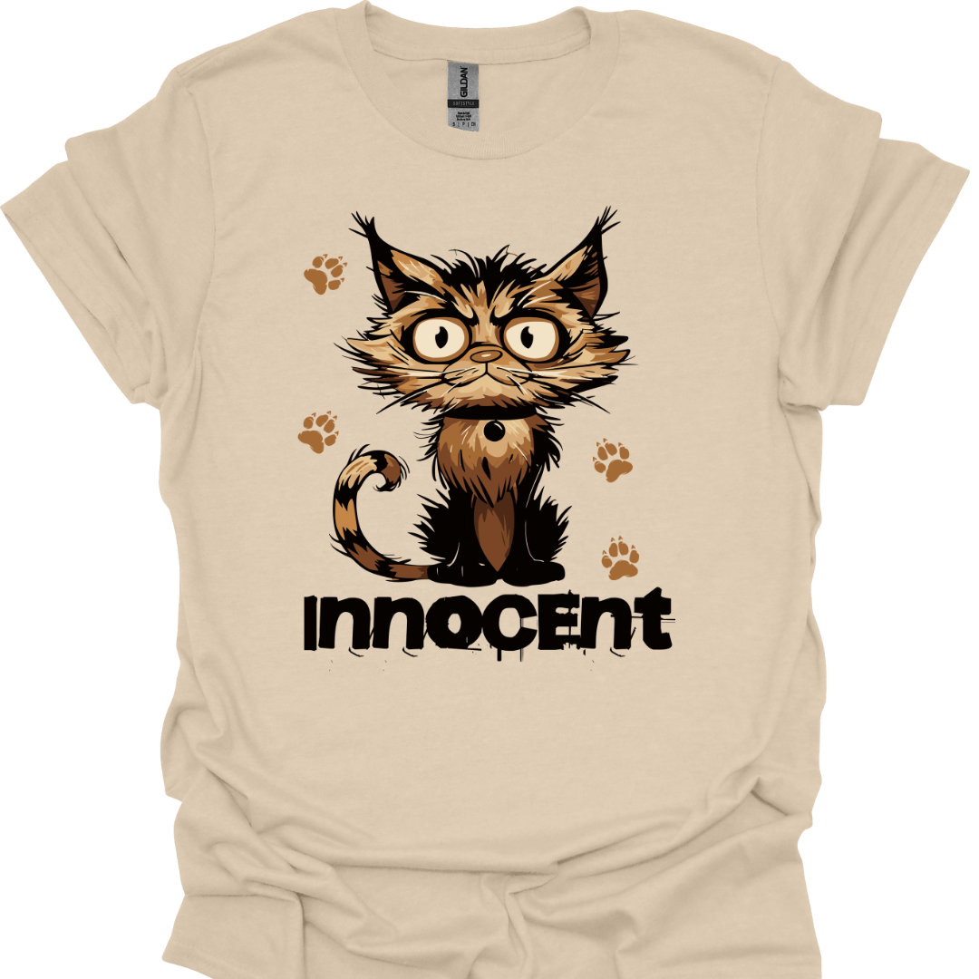 Innocent Cat T-Shirt – Design for Bold Cat Lovers | Unisex Tee