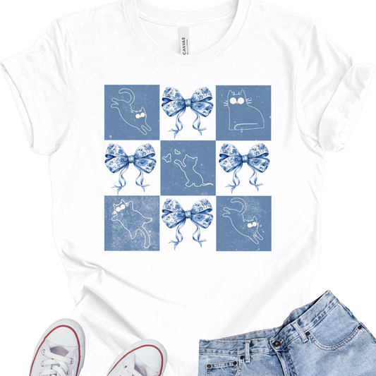 Cat Lover T-shirt, Cute & Trendy Cat and Bow Design