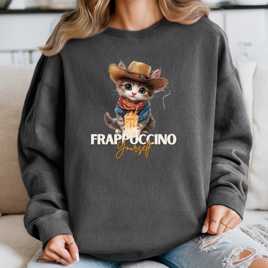 Cat Lover Sweatshirt Frappuccino Yourself – Cozy & Fun Coffee and Cat Lover Sweater