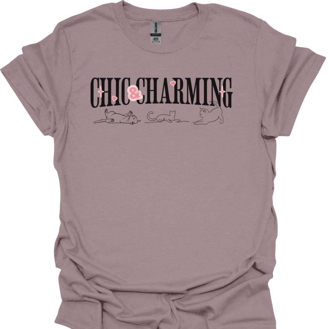 Chic & Charming T-Shirt – Elegant Line Art Cat Lover Design