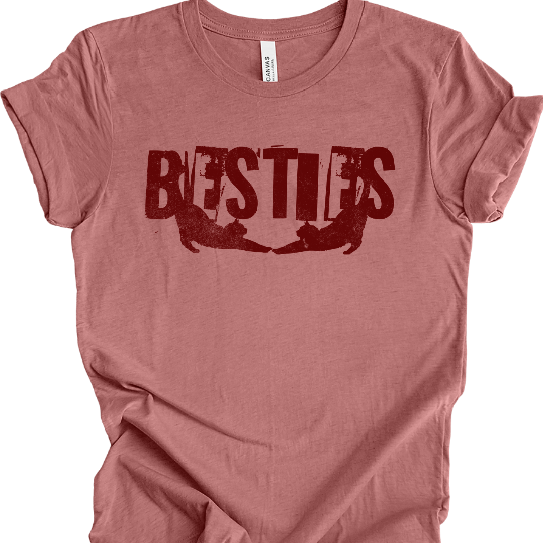 Cat Lover T-Shirt - Besties Tee – Adorable Two Cat Silhouettes Design | Cute Gift for Cat Lovers