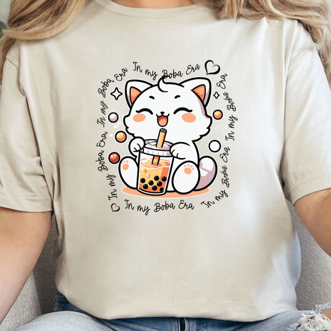In My Boba Era Cat T-Shirt: Perfect for Cat and Boba Lovers! 🐾