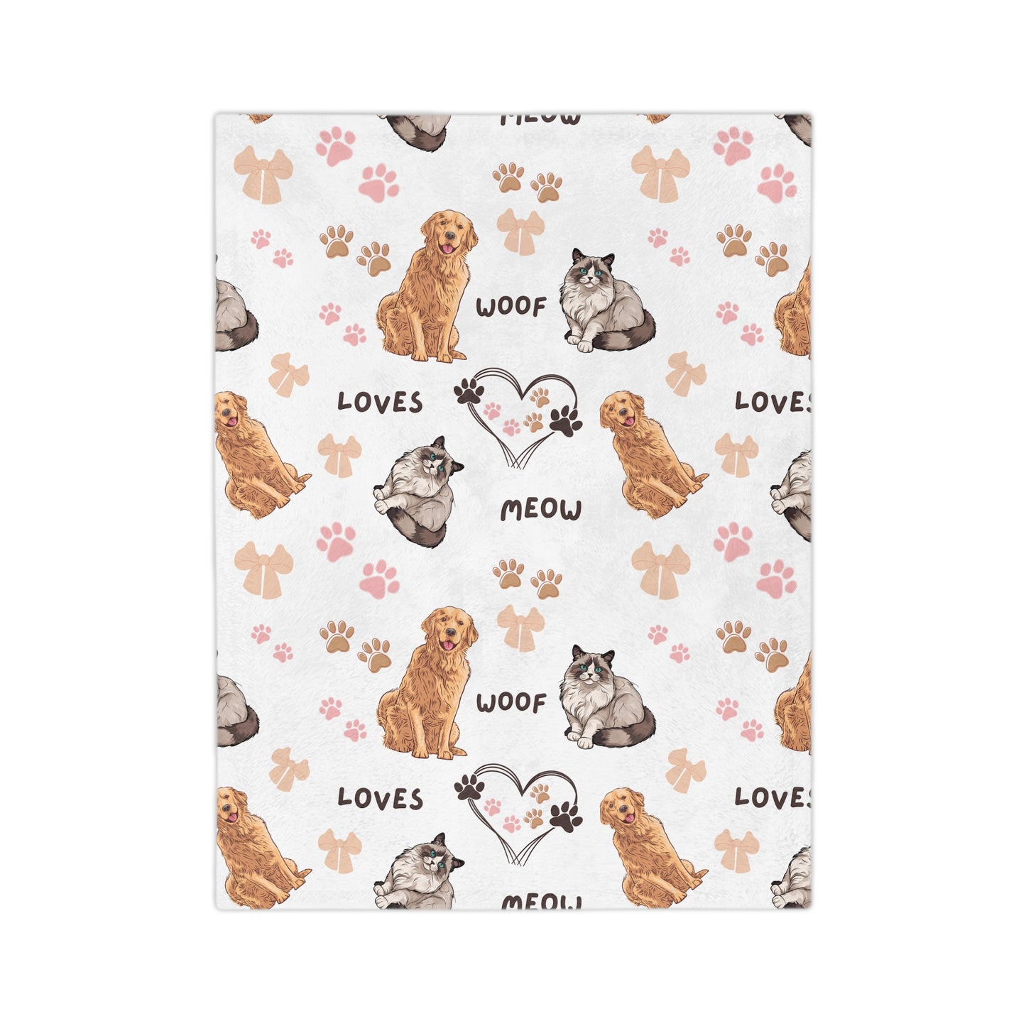 Ragdoll and Golden Retriever Pattern Design Blanket – Cozy Comfort for Dog and Cat Lovers
