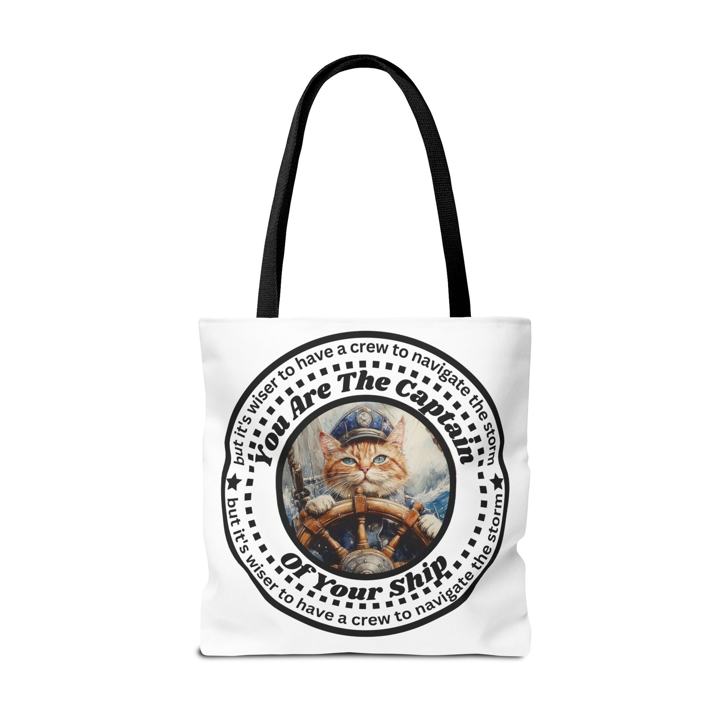Cat Lover Tote Bag "You Are The Captain of Your Ship", Motivational Cat Lover Tote