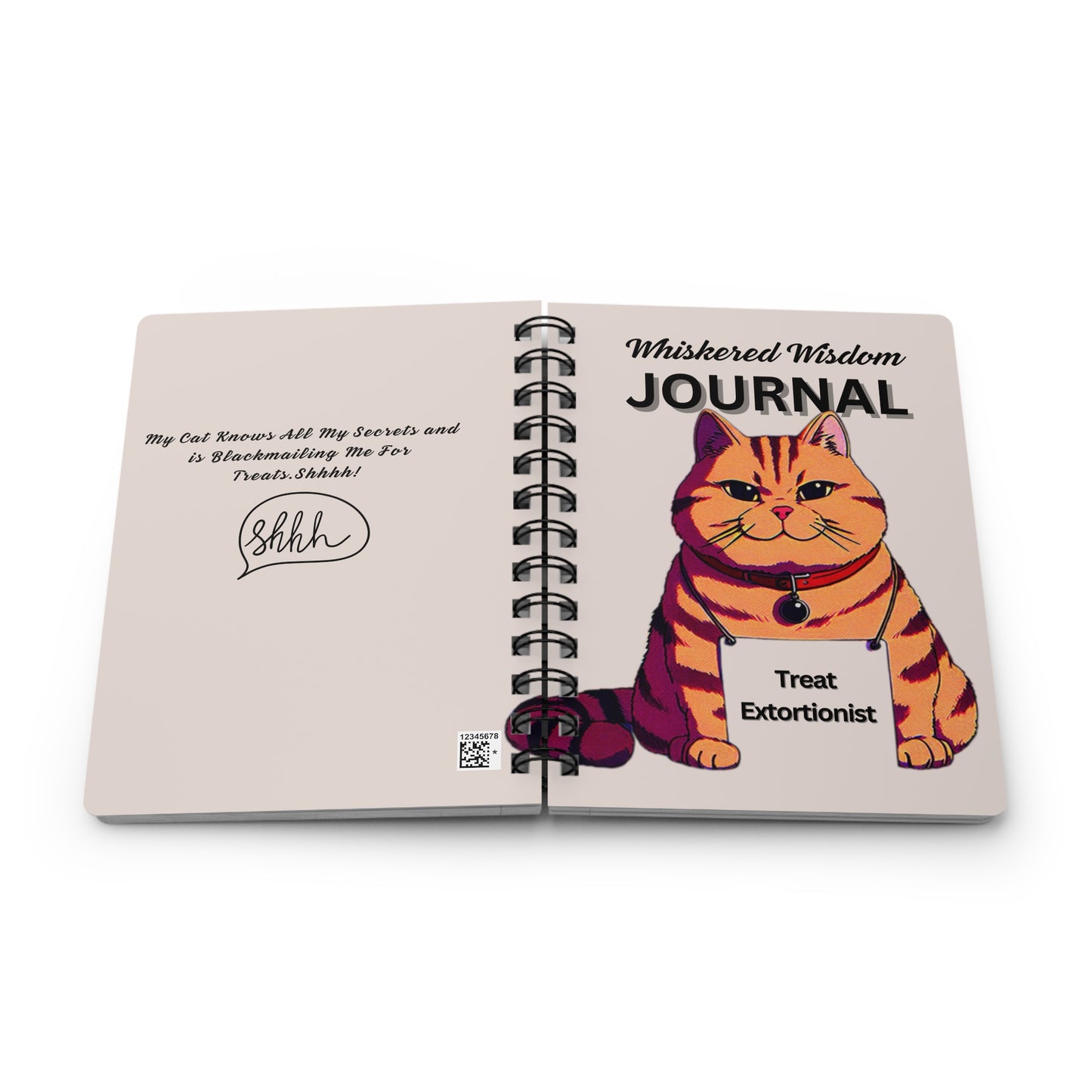 Whiskered Wisdom Journal - Cat-Themed Spiral Notebook, 150 Lined Pages, Perfect Gift for Cat Lovers