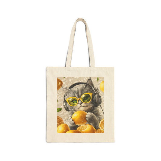 Cotton Canvas Tote Bag for Cat Lovers, Cat Mom Gift