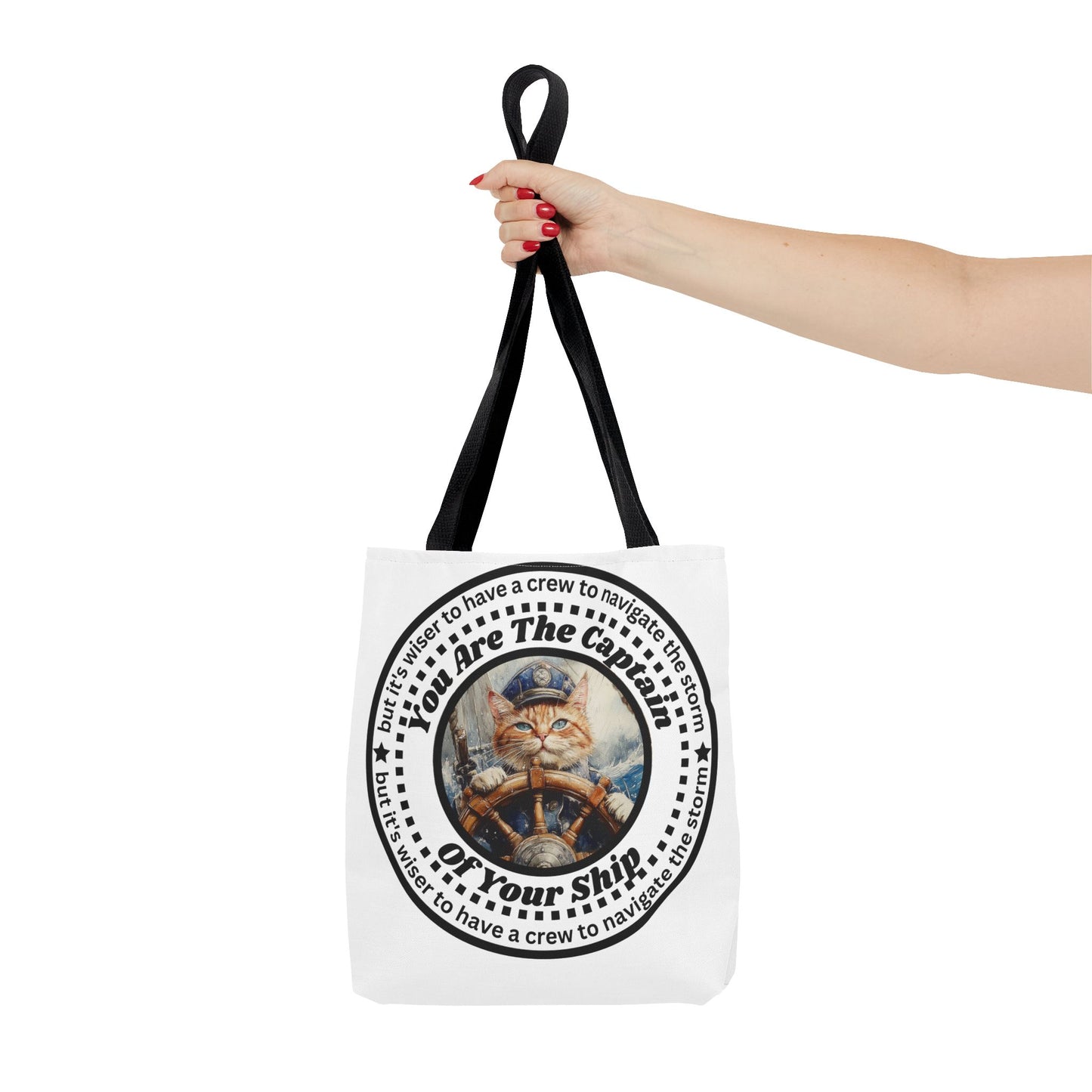 Cat Lover Tote Bag "You Are The Captain of Your Ship", Motivational Cat Lover Tote