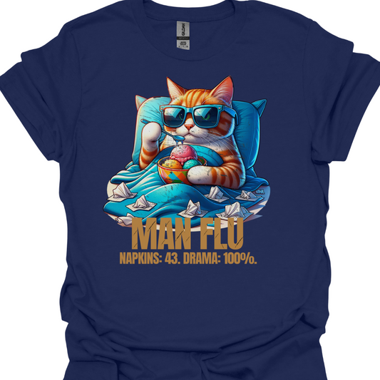 Man Flu Cat T-Shirt – Quirky Humor for Cat Lovers