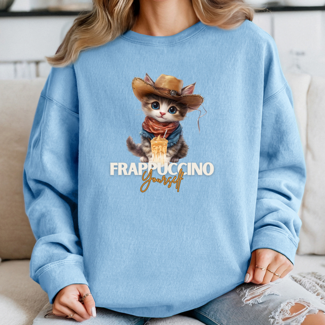 Cat Lover Sweatshirt Frappuccino Yourself – Cozy & Fun Coffee and Cat Lover Sweater