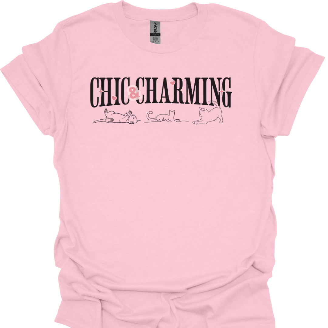 Chic & Charming T-Shirt – Elegant Line Art Cat Lover Design