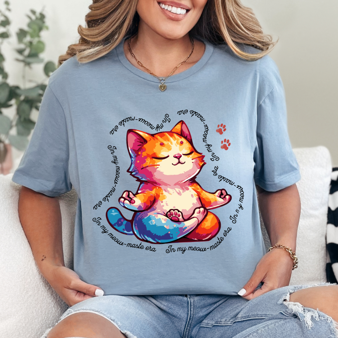 In My Meow-Maste Era Cat Yoga T-Shirt – Whimsical Design for Cat Lovers