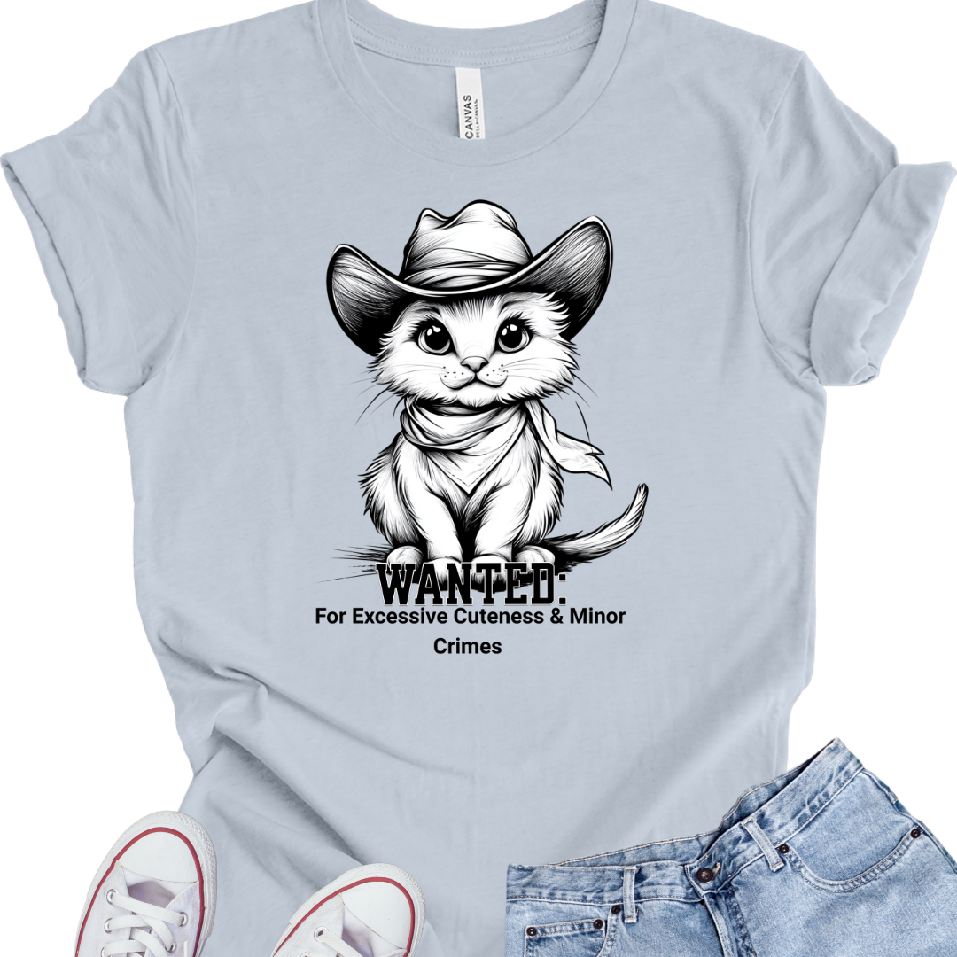 Cowboy Cat Unisex Tee - Wanted: For Excessive Cuteness & Minor Crimes