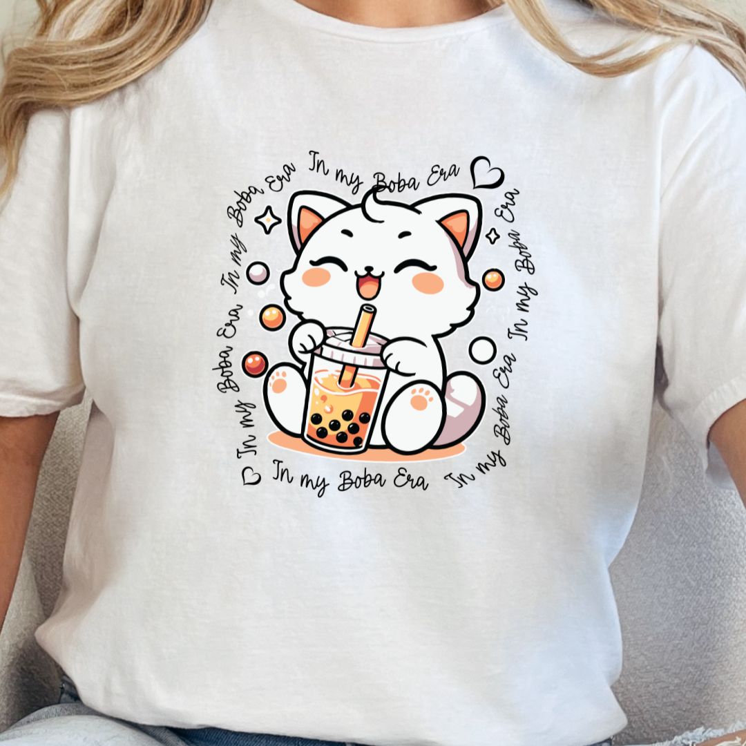 In My Boba Era Cat T-Shirt: Perfect for Cat and Boba Lovers! 🐾