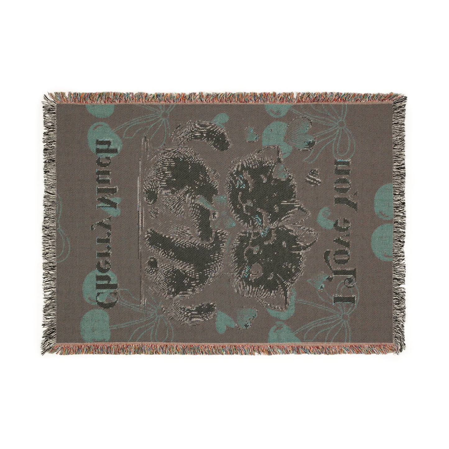 "Love You Cherry Much" Woven Cat Blanket – Cozy & Whimsical Home Accent