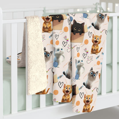 Cat Lovers Sherpa Fleece Blanket Perfect Gift for Cat Enthusiast