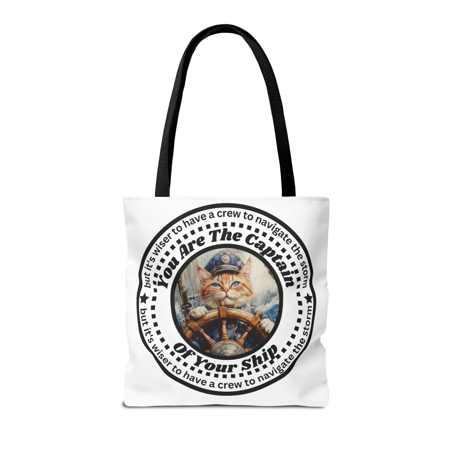 Cat Lover Tote Bag "You Are The Captain of Your Ship", Motivational Cat Lover Tote
