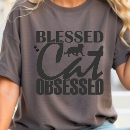 Blessed, Cat Obsessed T-Shirt – Perfect for Cat Lovers | Unisex Graphic Tee