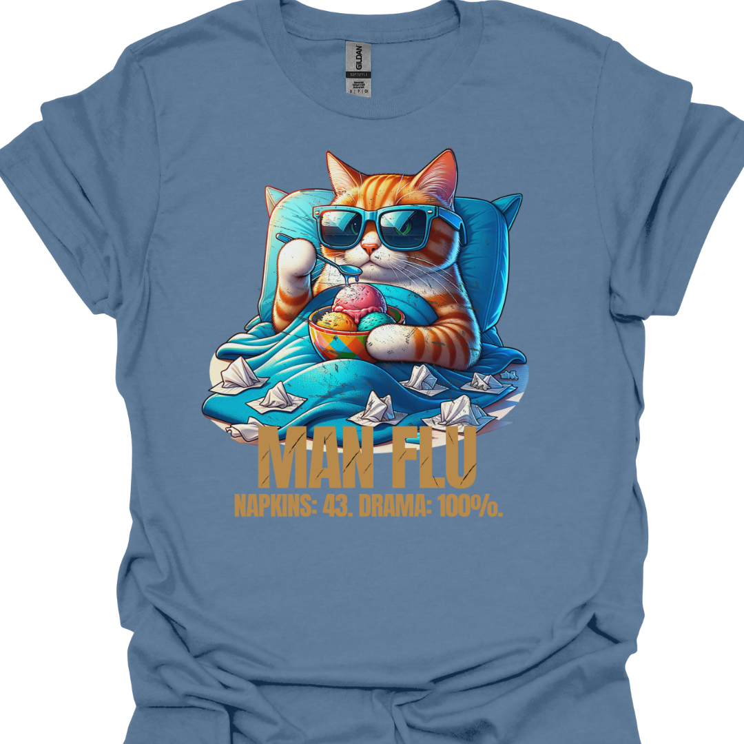 Man Flu Cat T-Shirt – Quirky Humor for Cat Lovers
