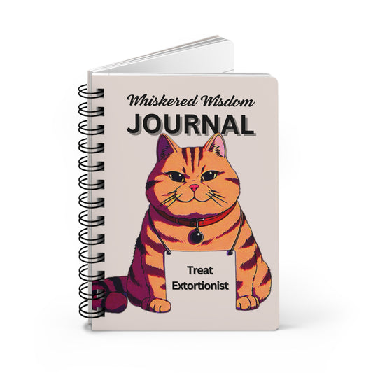 Whiskered Wisdom Journal - Cat-Themed Spiral Notebook, 150 Lined Pages, Perfect Gift for Cat Lovers