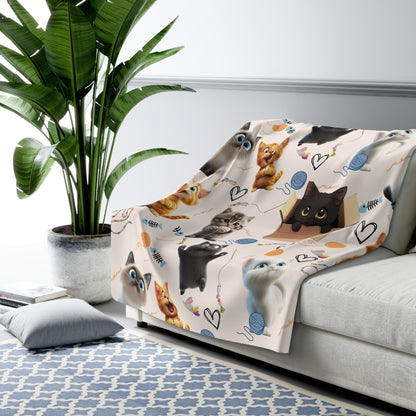 Cat Lovers Sherpa Fleece Blanket Perfect Gift for Cat Enthusiast