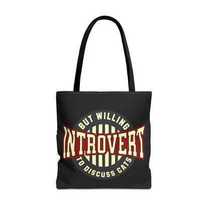 Cat Lover Tote Bag - Introvert But Willing to Discuss Cats