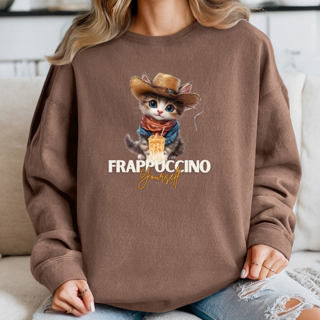 Cat Lover Sweatshirt Frappuccino Yourself – Cozy & Fun Coffee and Cat Lover Sweater