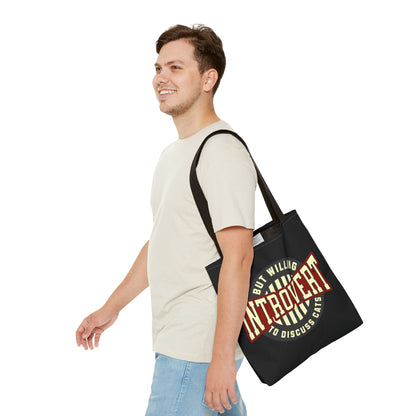 Cat Lover Tote Bag - Introvert But Willing to Discuss Cats