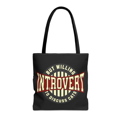 Cat Lover Tote Bag - Introvert But Willing to Discuss Cats